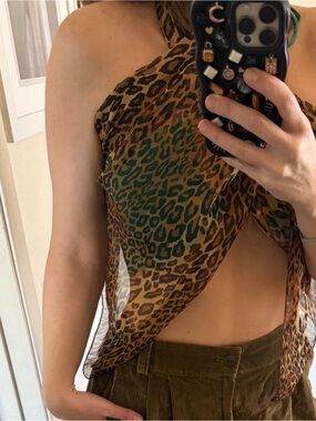 Leopard Print Women's Scarf semi sheer cheetah